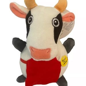 Top Paw Dog Toy Small COW Squeaks Stuffed Plush Cuddlers Play Chew